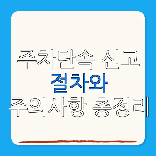 주차단속 신고절차와주의사항 총정리