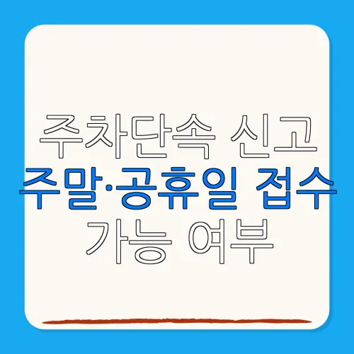 주차단속 신고주말·공휴일 접수가능 여부