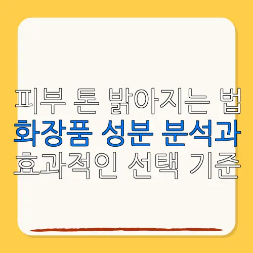 피부 톤 밝아지는 법화장품 성분 분석과효과적인 선택 기준